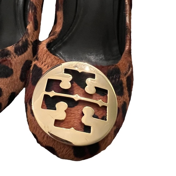 Tory Burch Sophie Wood Wedge Calf Hair Animal Print Heels 9 - Picture 4 of 11